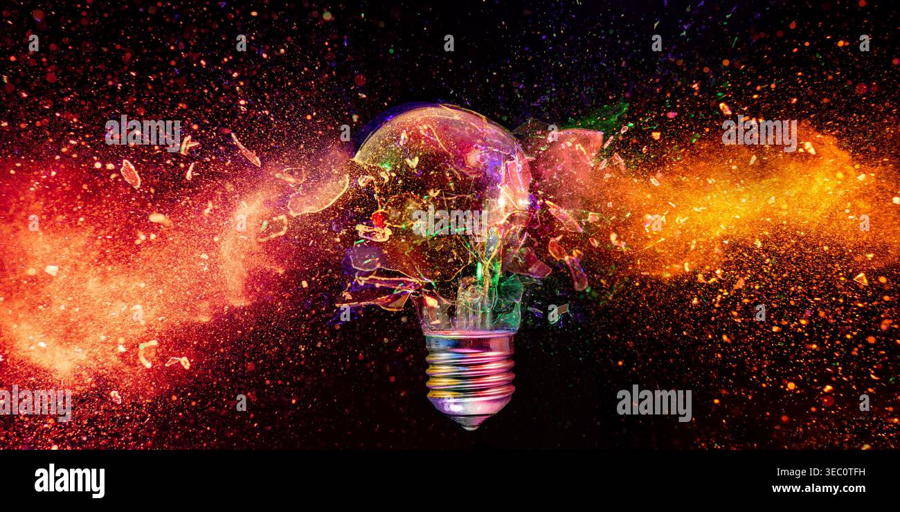 Light bulb explosion high speed photo Stock Photo