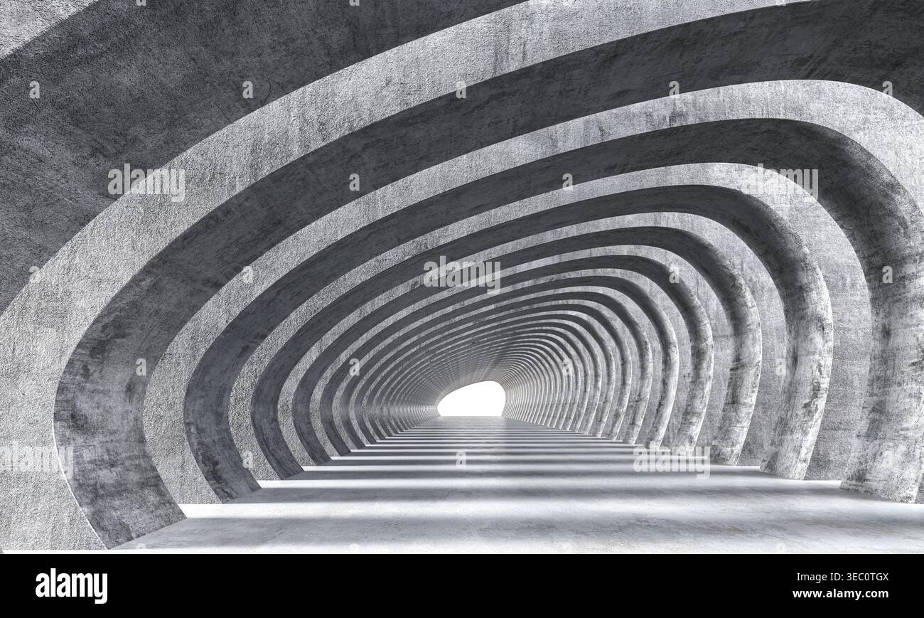 Concrete tunnel 3d architectural arches Stock Photo