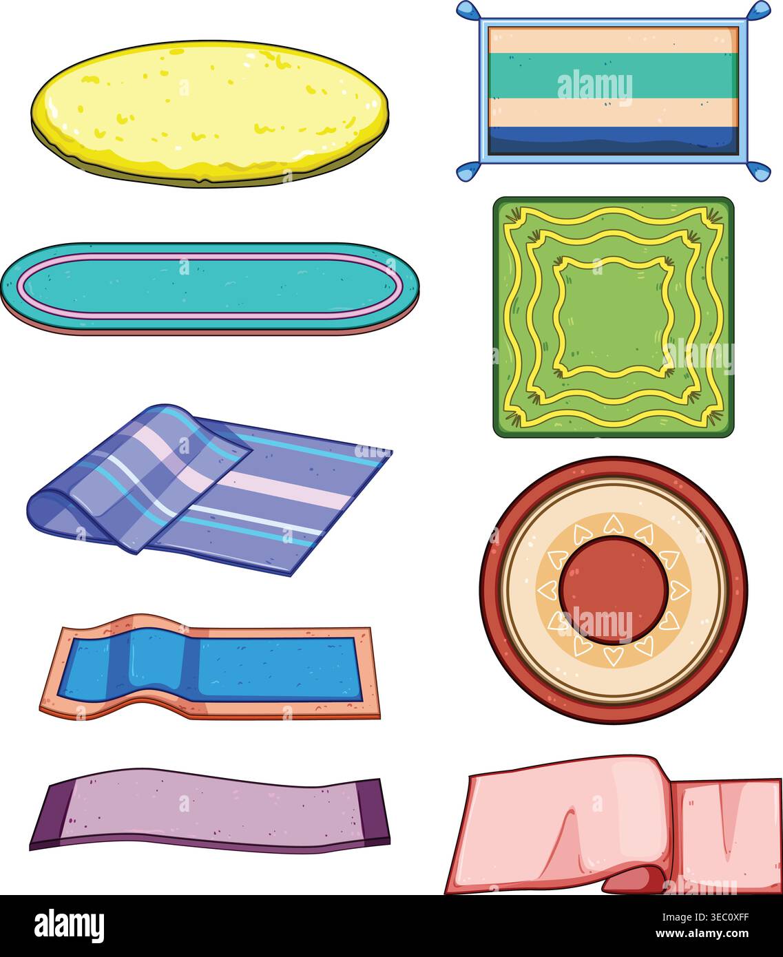 Various colorful carpets and rugs collection Stock Vector