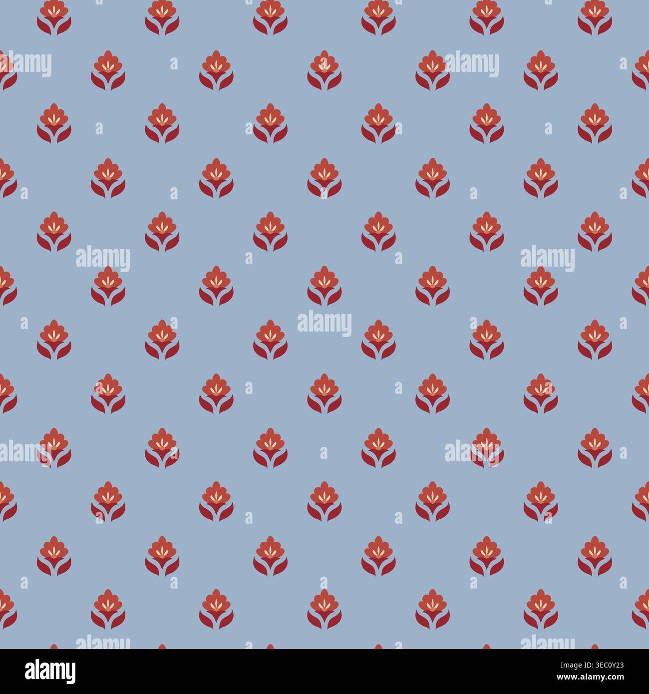 Blue Tiny Flower Sprig Textile Pattern Stock Vector