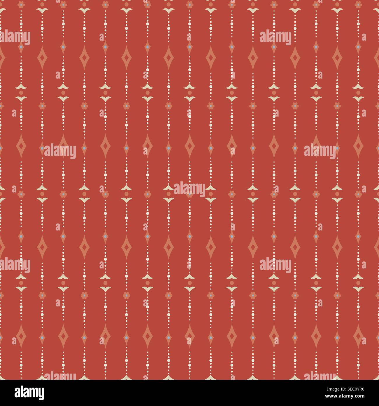 Red Ethnic Geometric Diamond Stripe Pattern Stock Vector