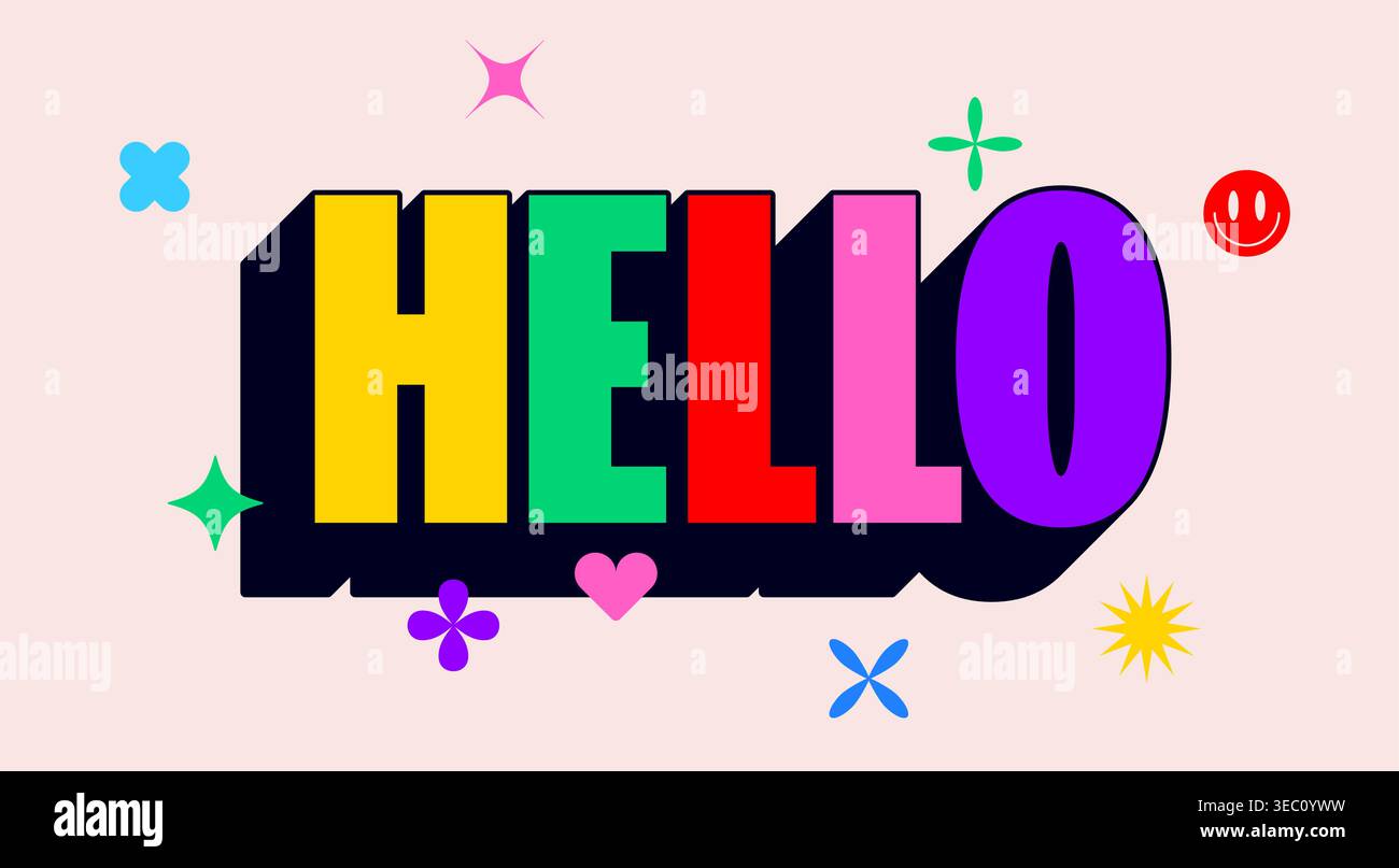 Hello. Funny phrase, text, message Hello Stock Vector