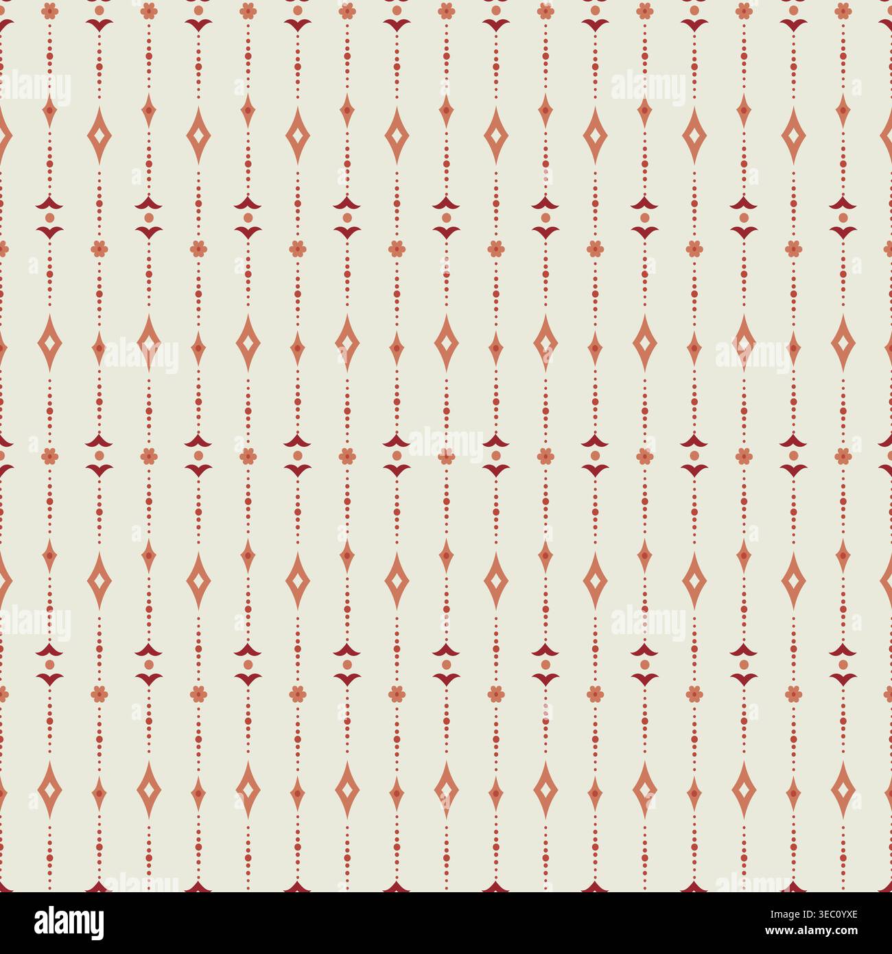 Cream Neutral Folk Geometric Stripe Pattern Stock Vector