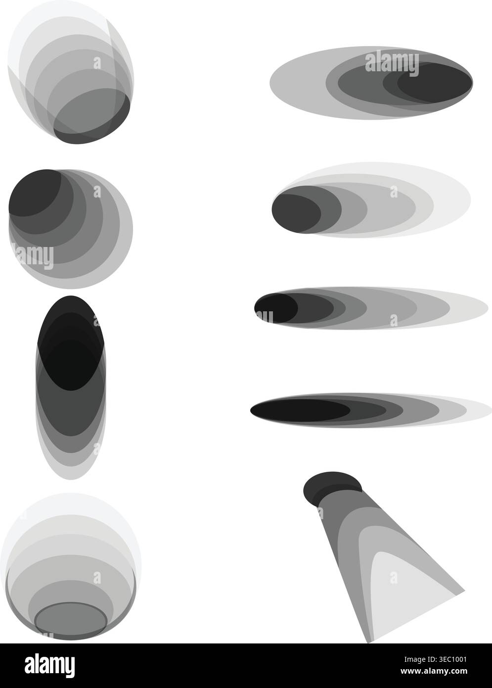 Abstract radial gradient shapes creating soft shadows effect Stock Vector