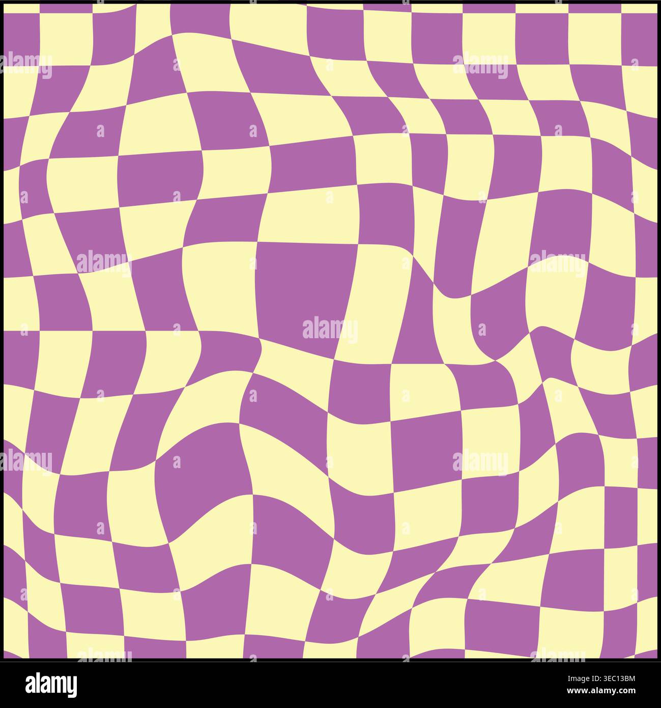 Distorted checker grid creating a wavy optical illusion Stock Vector