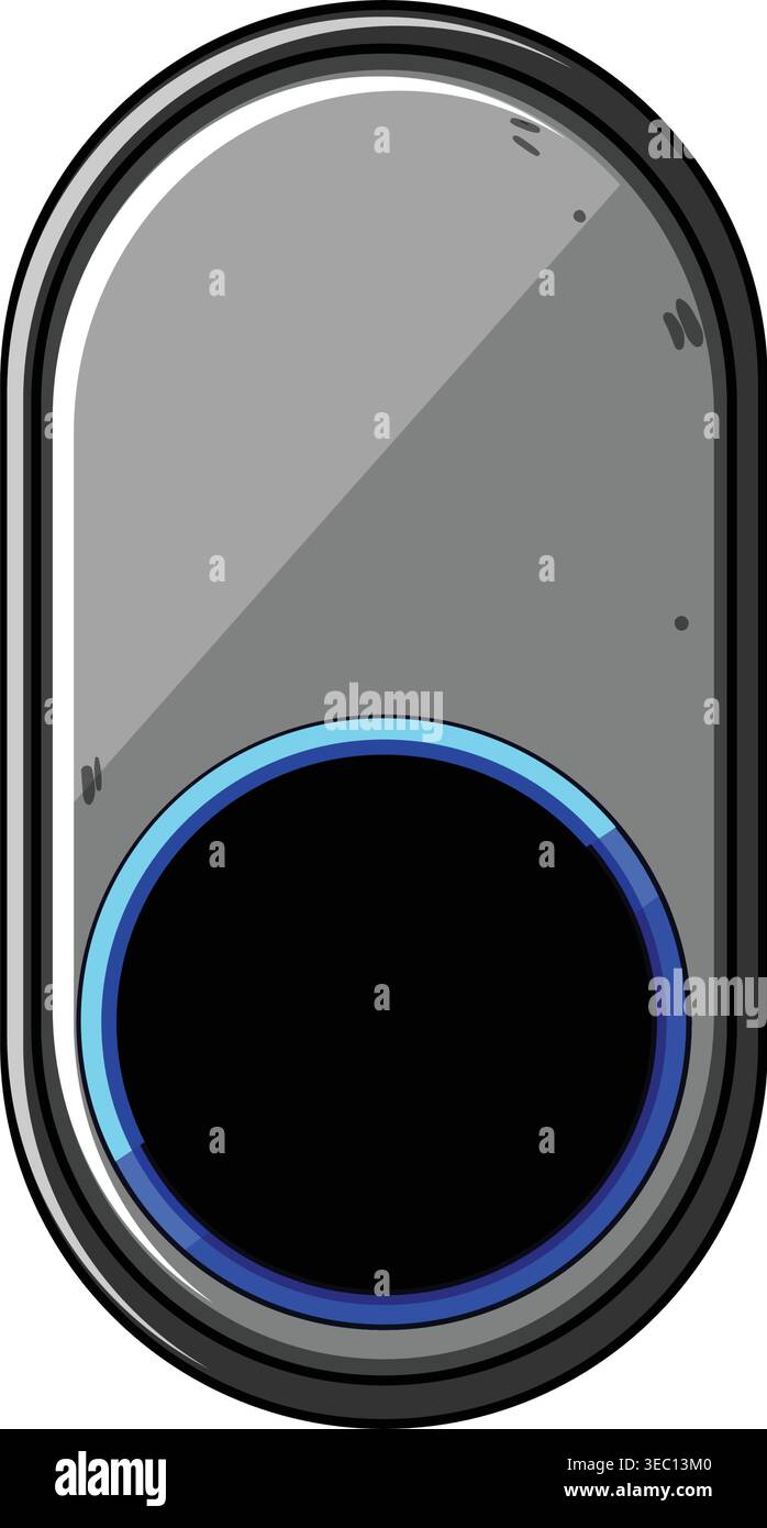 Smart doorbell button with glowing blue ring Stock Vector