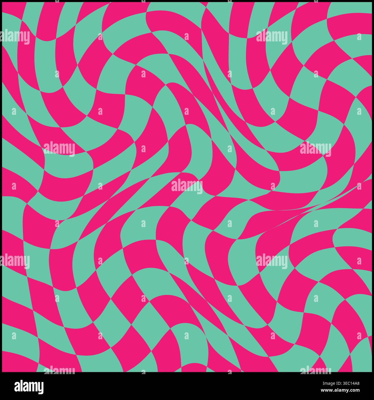 Distorting checker grid creating psychedelic illusion background Stock Vector