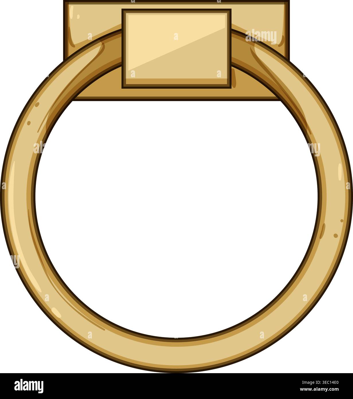 Classic brass ring pull drawer handle design Stock Vector