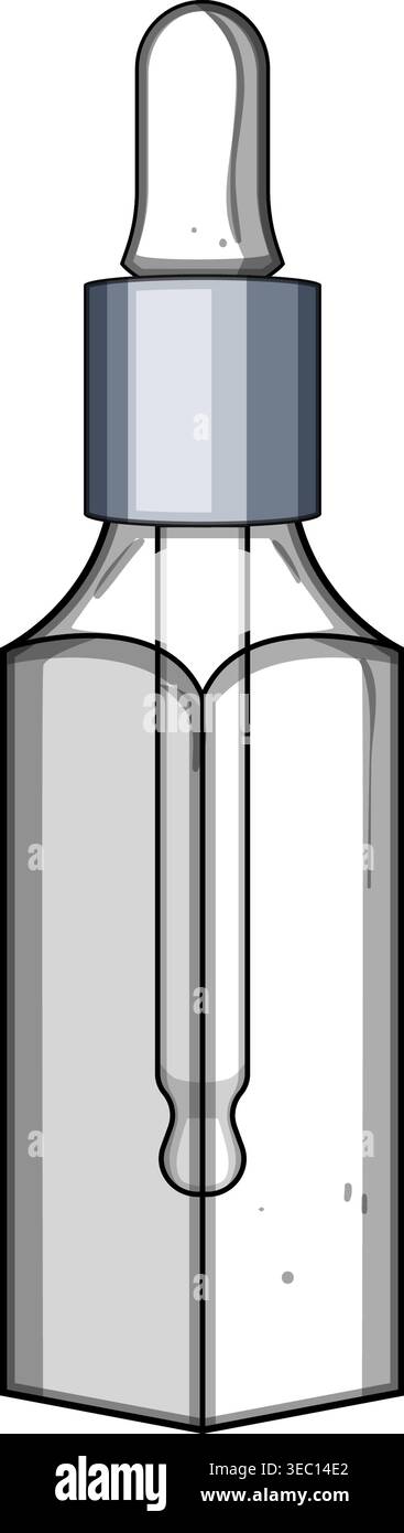 Dropper bottle holding liquid, a medical and cosmetic concept Stock Vector