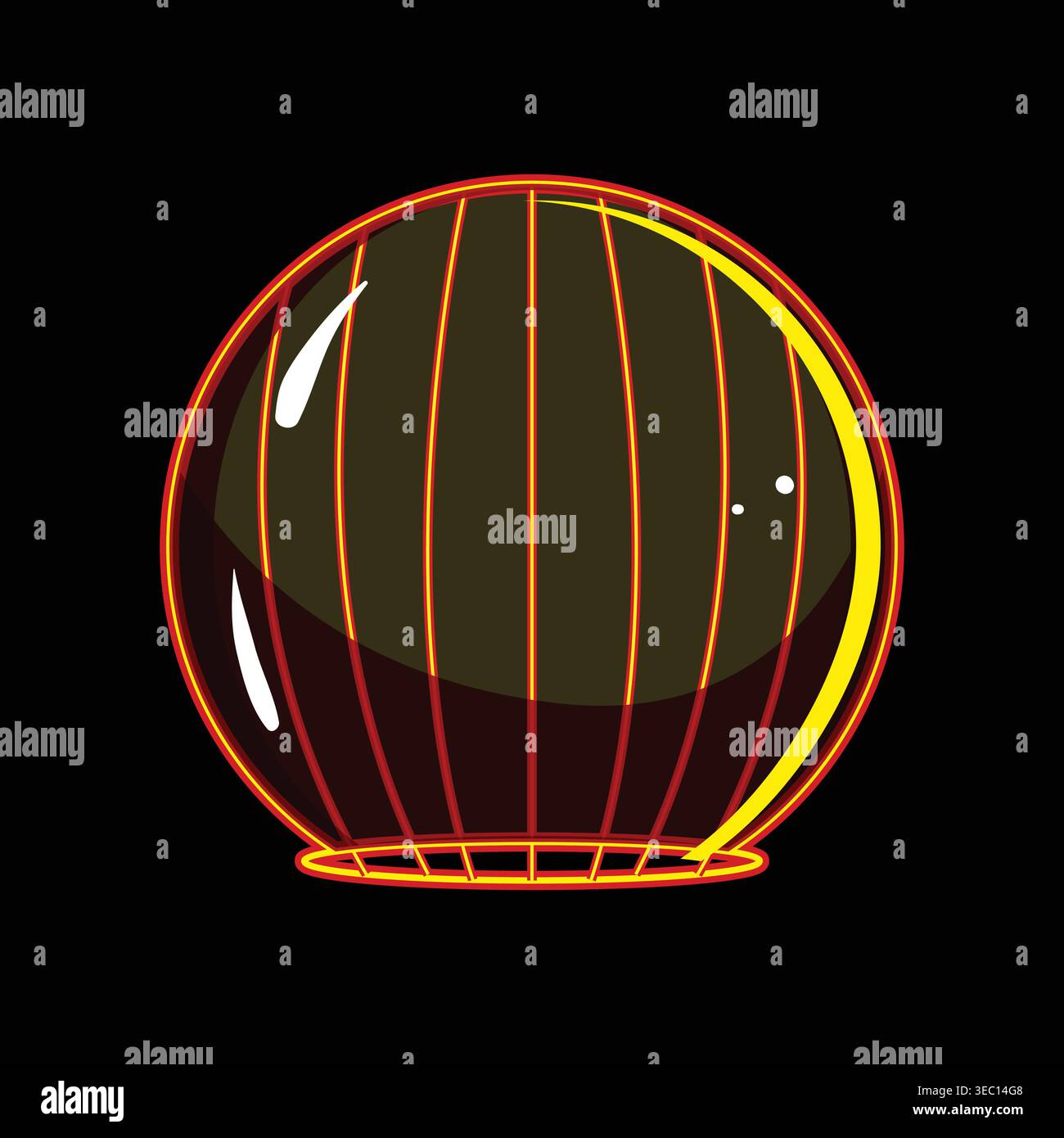 Electric field barrier containing protected sphere element Stock Vector
