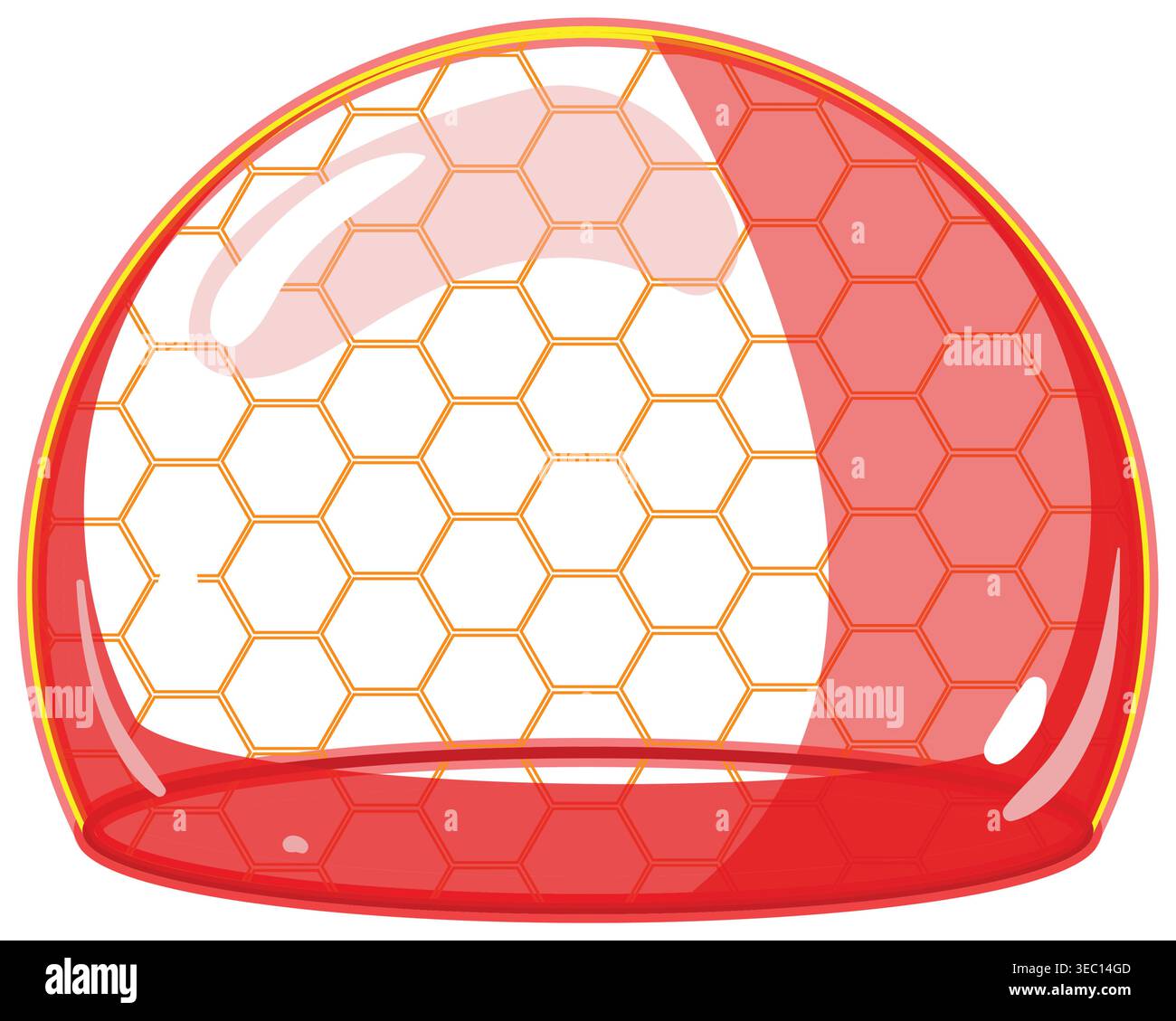 Energy shield protection effect, hexagonal grid dome Stock Vector