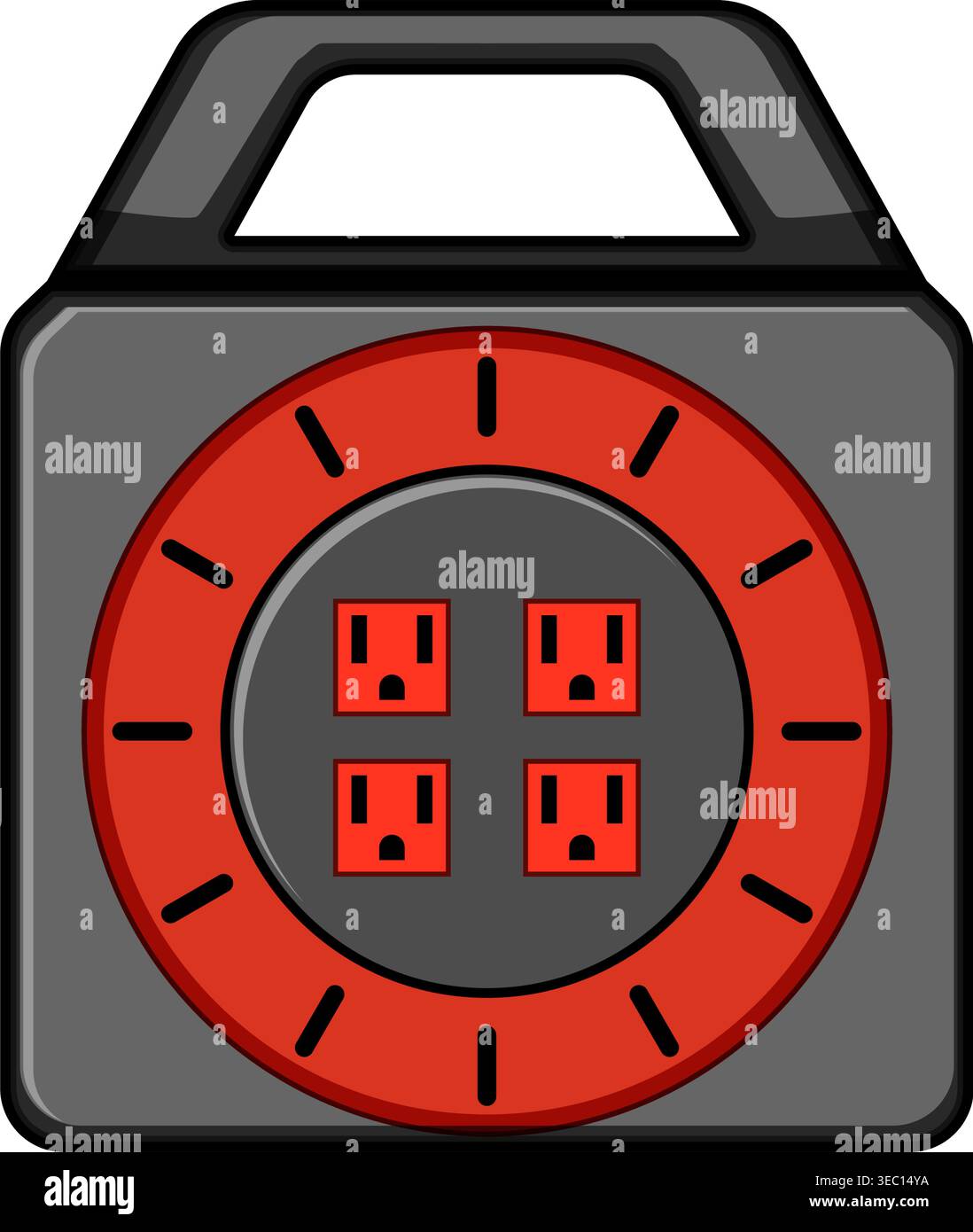 Power cord reel providing multiple electrical outlets for energy Stock Vector