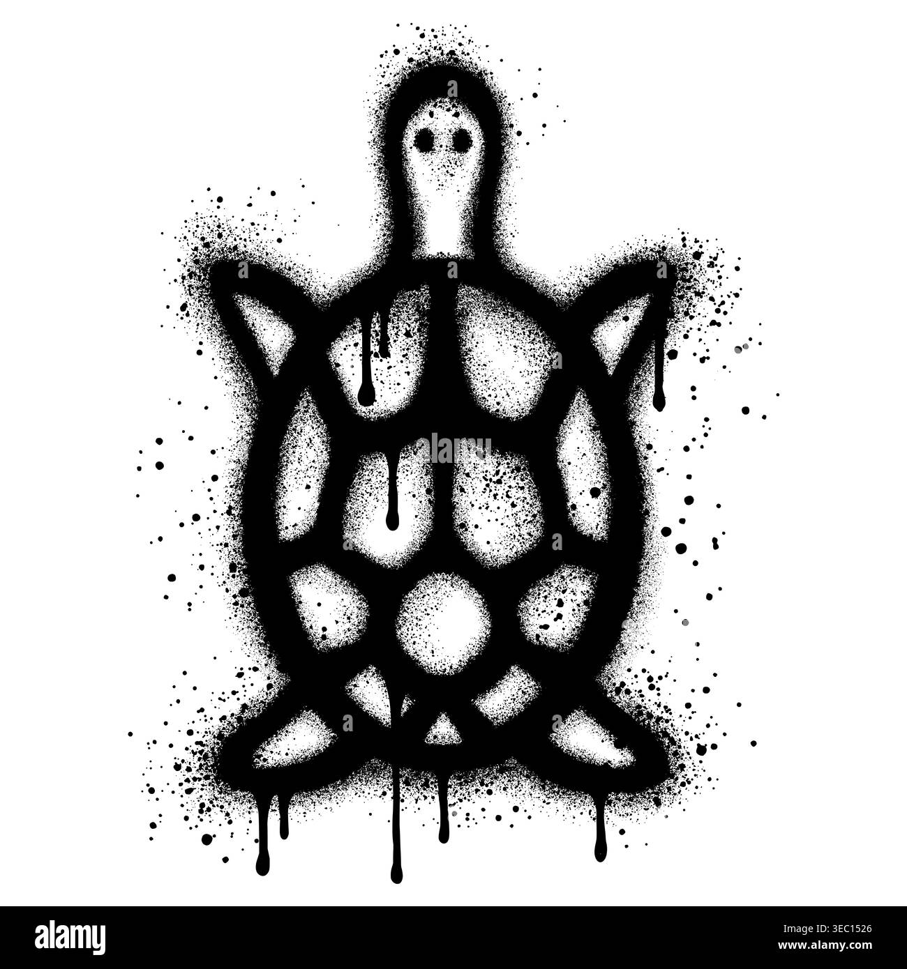 Turtle graffiti with black spray paint. vector illustration. Stock Vector