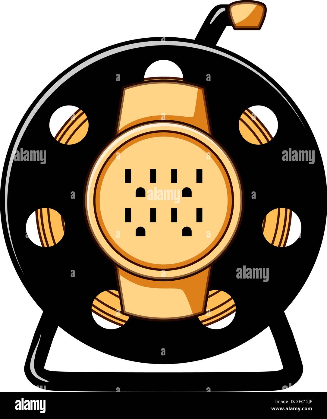 Extension cord reel distributing electrical power Stock Vector