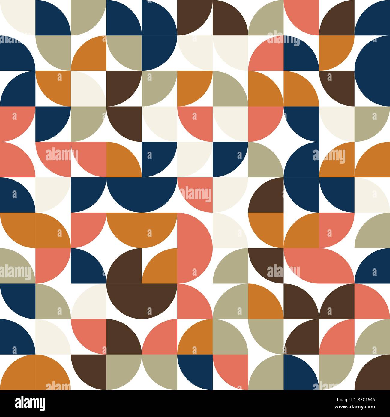 Abstract Seamless Geometric Pattern with Earth Tone Semicircles and ...