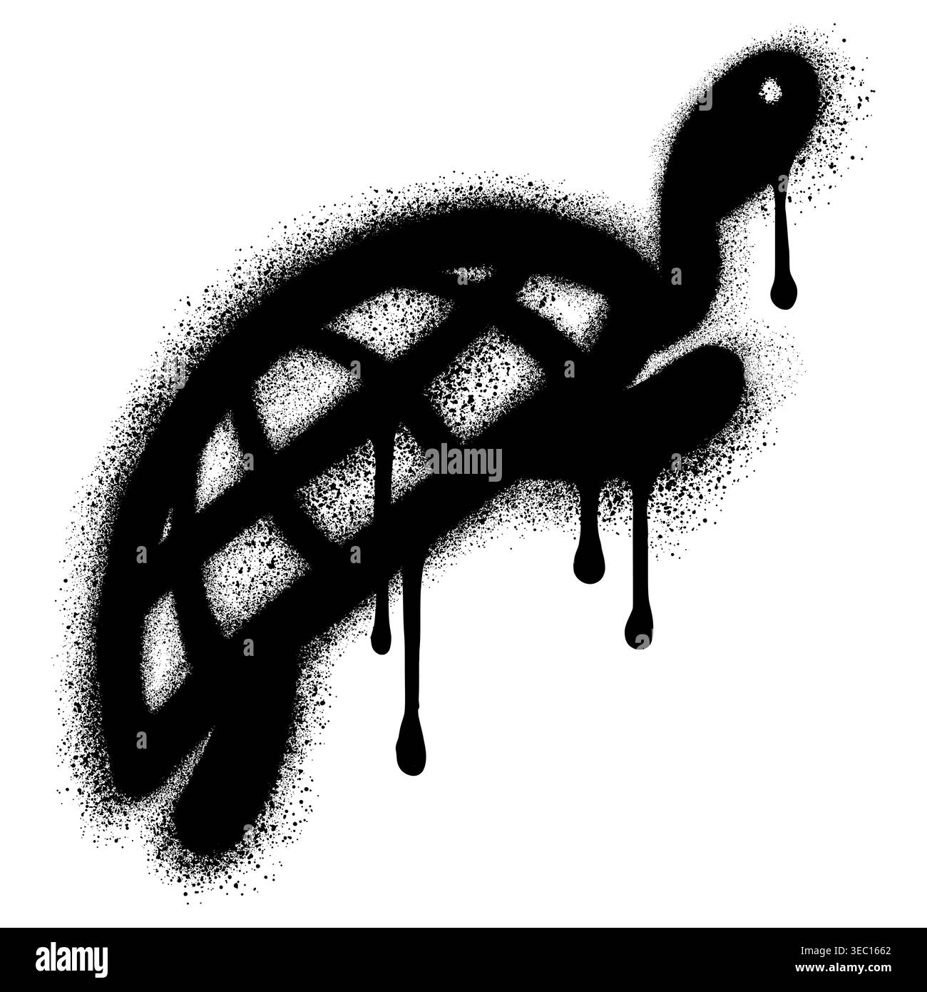 Turtle graffiti with black spray paint. vector illustration. Stock Vector