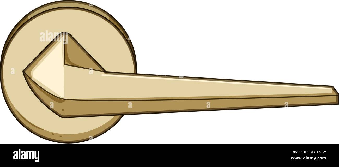 Modern golden door handle with sharp design Stock Vector