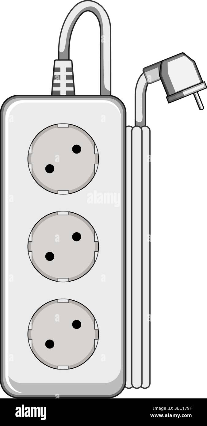 Power strip extending outlets for electrical connection Stock Vector