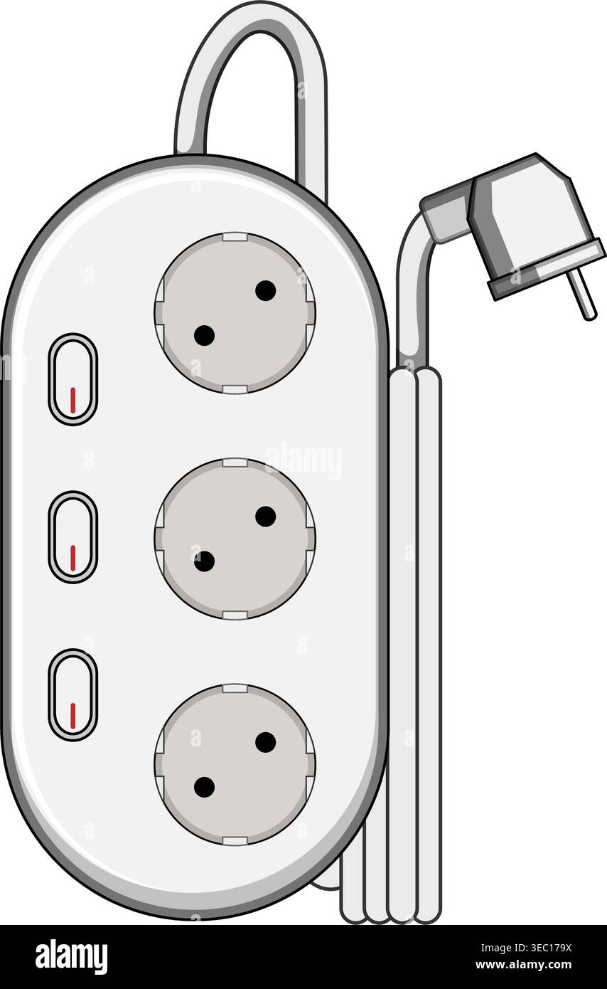 Power strip providing multiple outlets for electricity Stock Vector