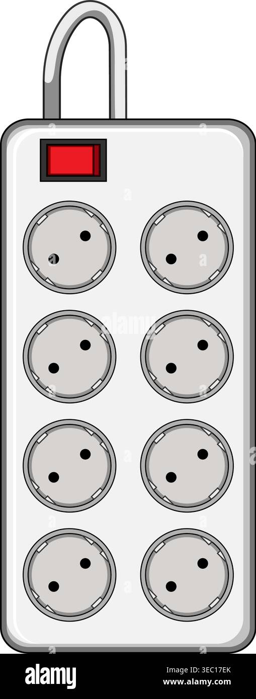 White power strip distributing electrical current for home appliances Stock Vector