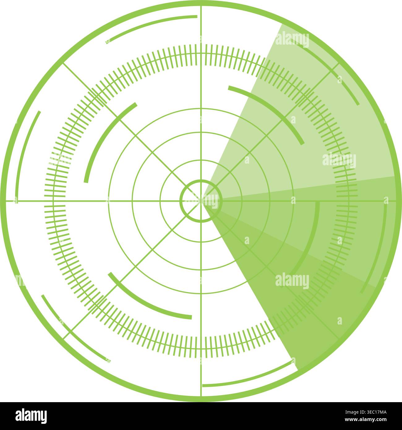 Radar screen scanning an area digital interface Stock Vector