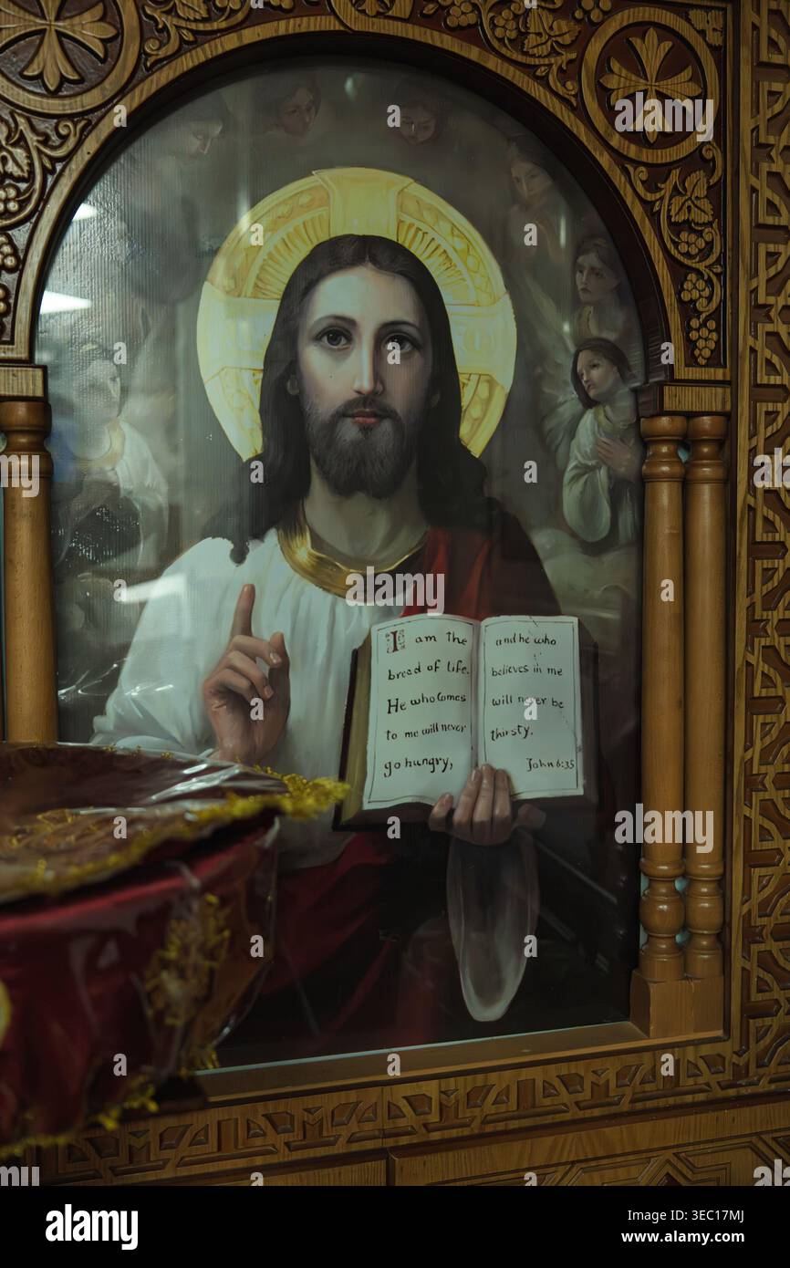 Marsa alam, egypt 21 april 2026: jesus christ icon depicting the bread ...