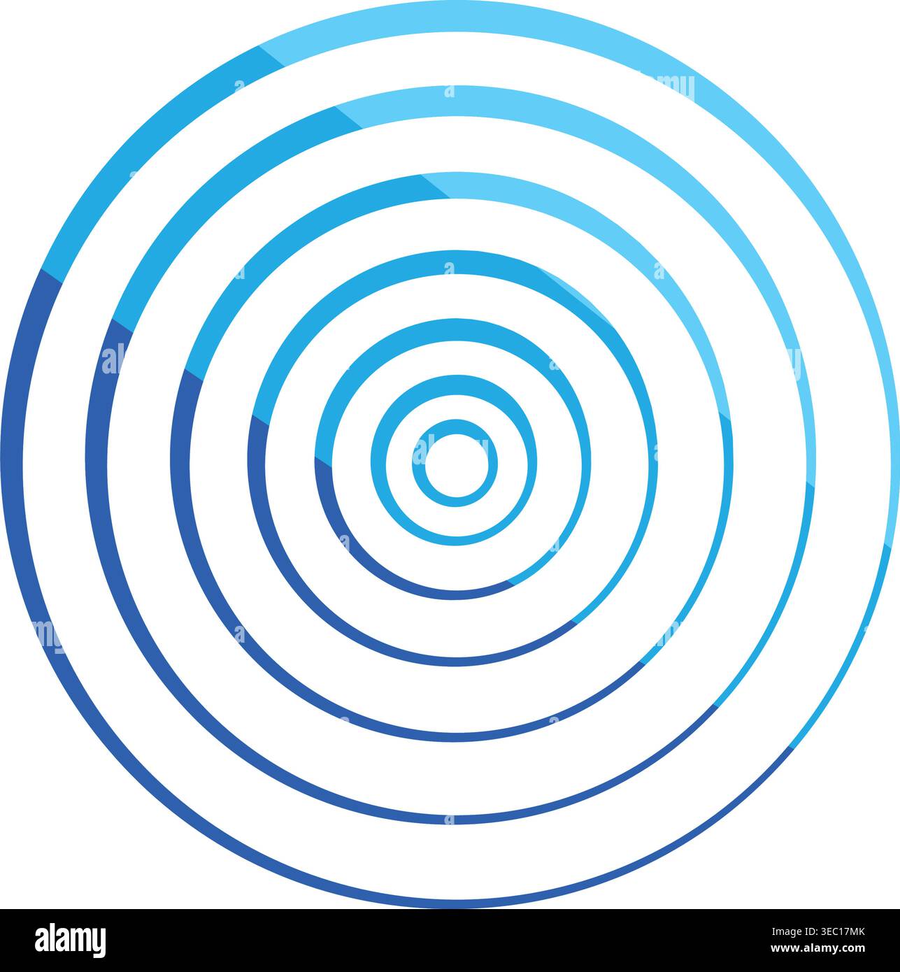 Blue concentric circles creating ripple wave effect Stock Vector
