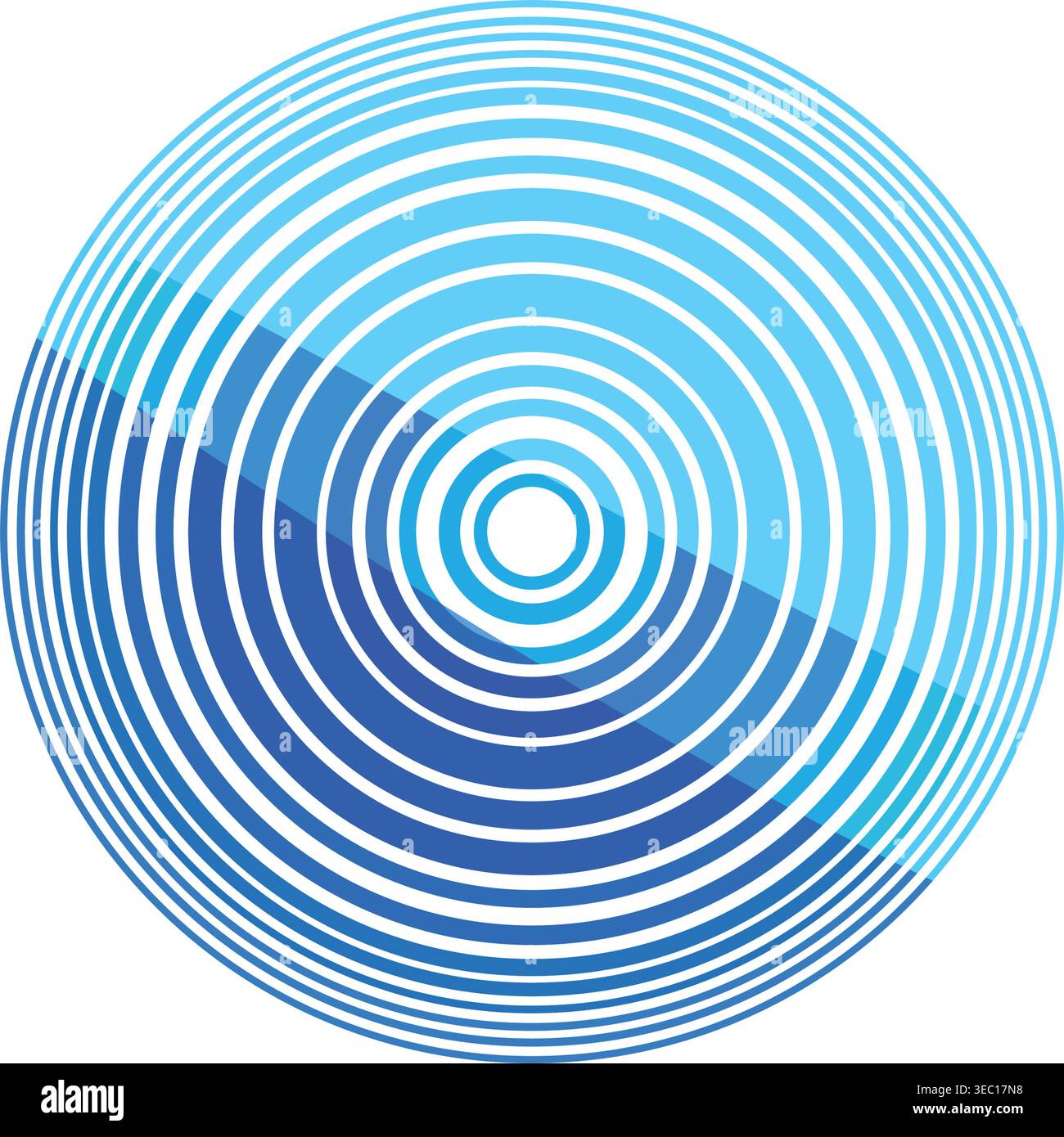 Blue concentric circles creating radial pulse waves Stock Vector