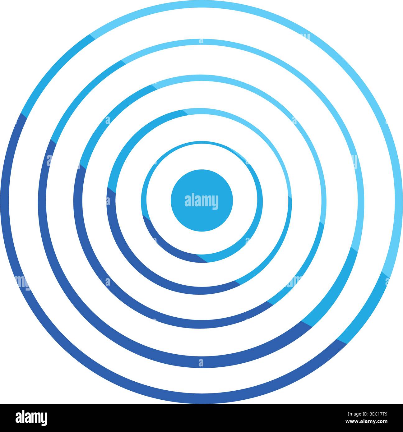 Blue concentric circles expanding radial pulse waves Stock Vector