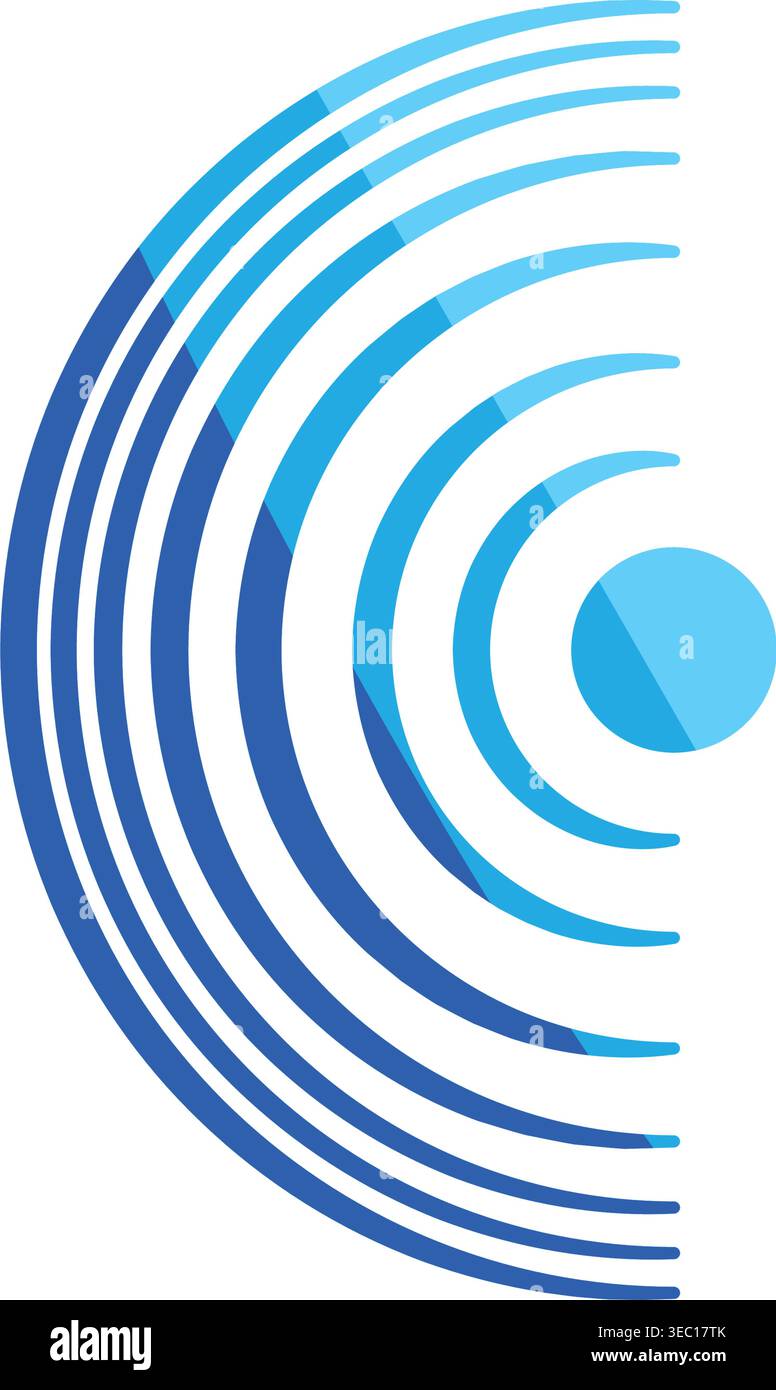 Radial pulse waves spreading from a central point Stock Vector