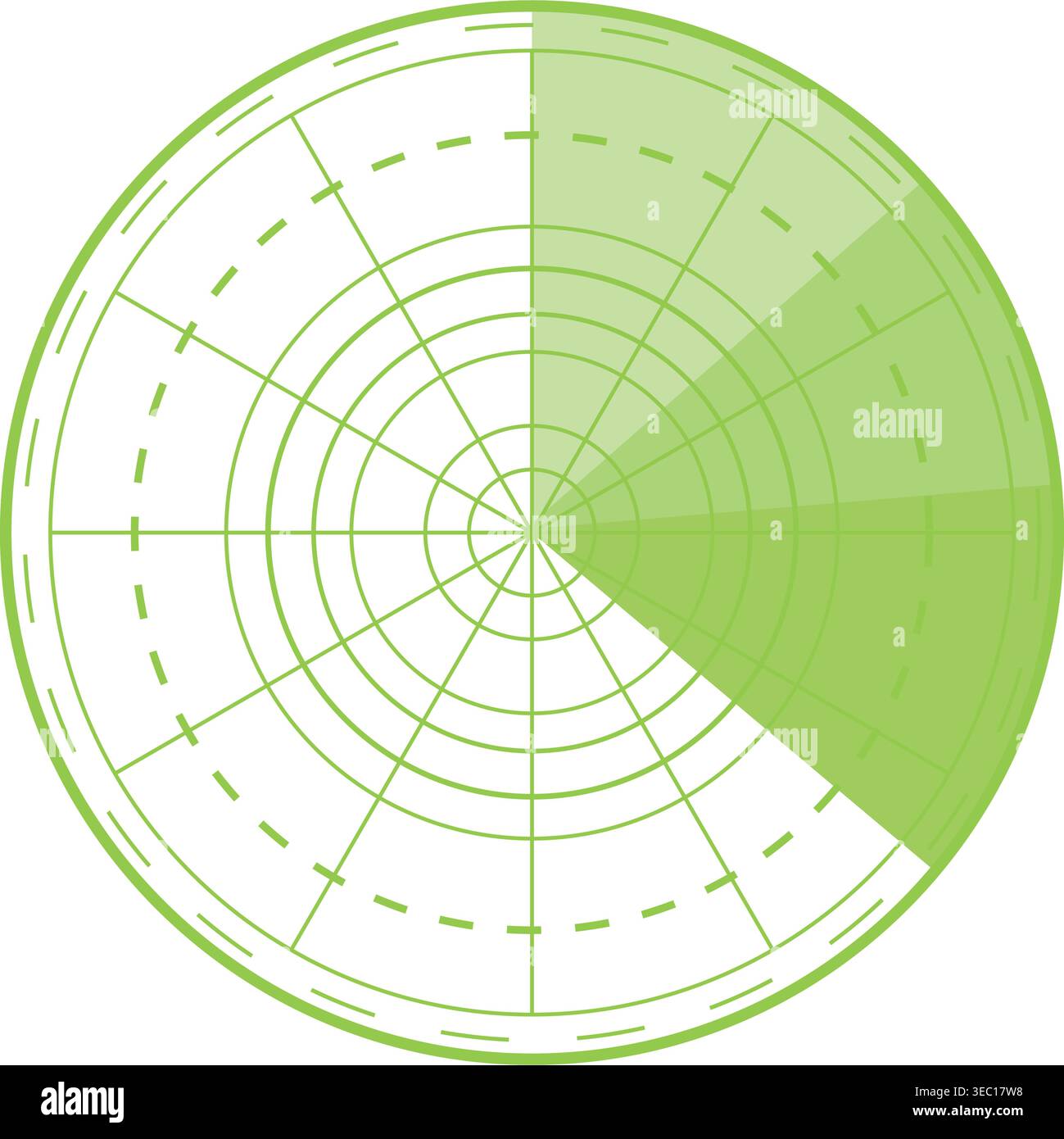 Radar screen scanning for objects detecting signals Stock Vector