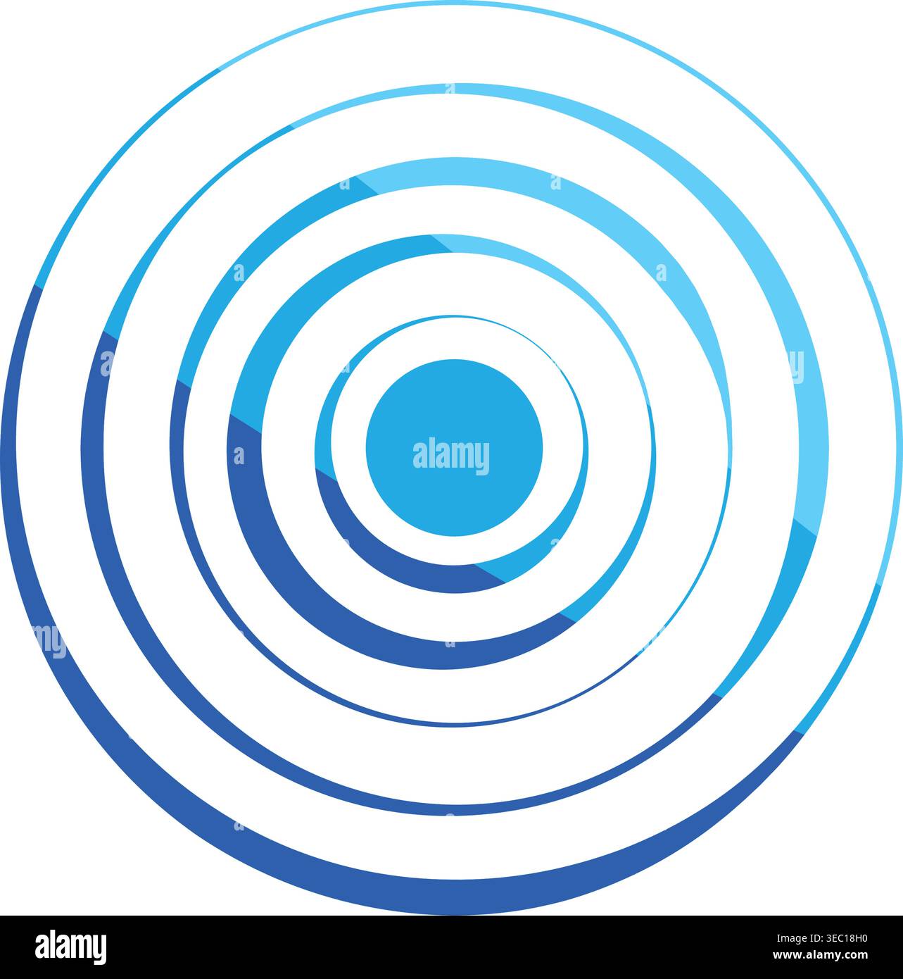 Blue radial pulse waves spreading data communication Stock Vector