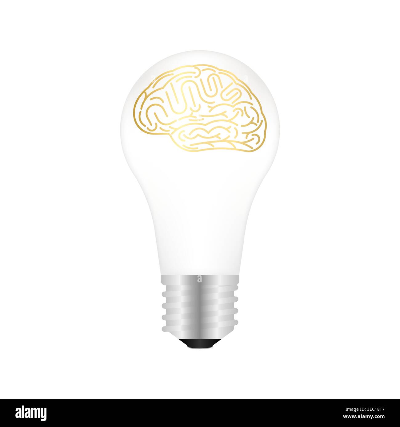 Brain. Brainstorm. Brain in Lightbulb. Creativity and Thinking Idea Concept. Vector Illustration. Stock Vector