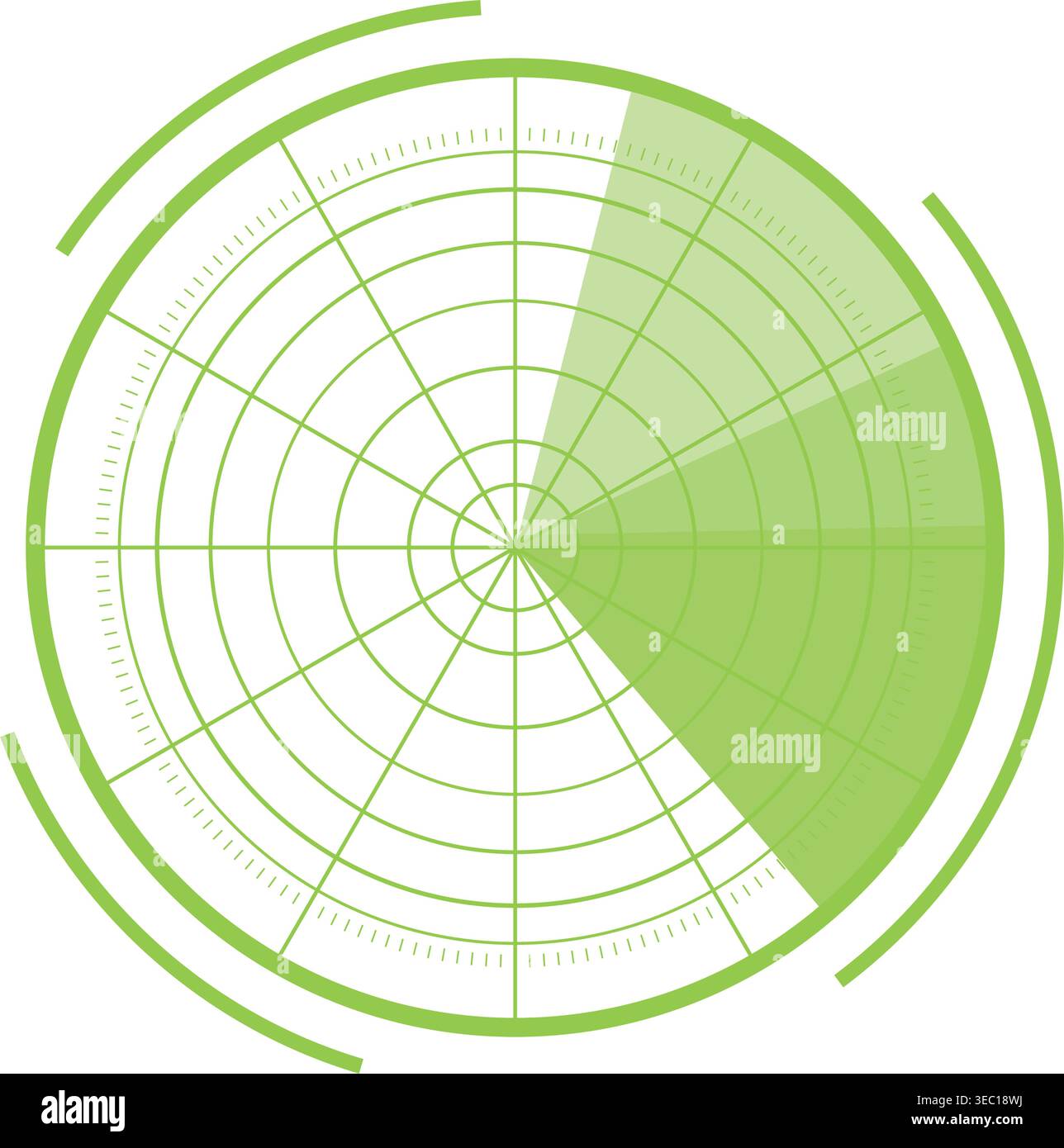 Radar screen scanning a digital tracking interface Stock Vector