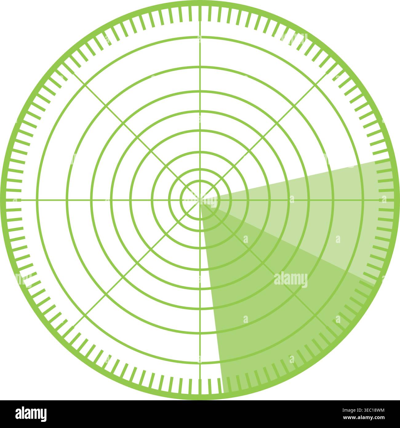 Circular radar screen scanning detecting objects system Stock Vector