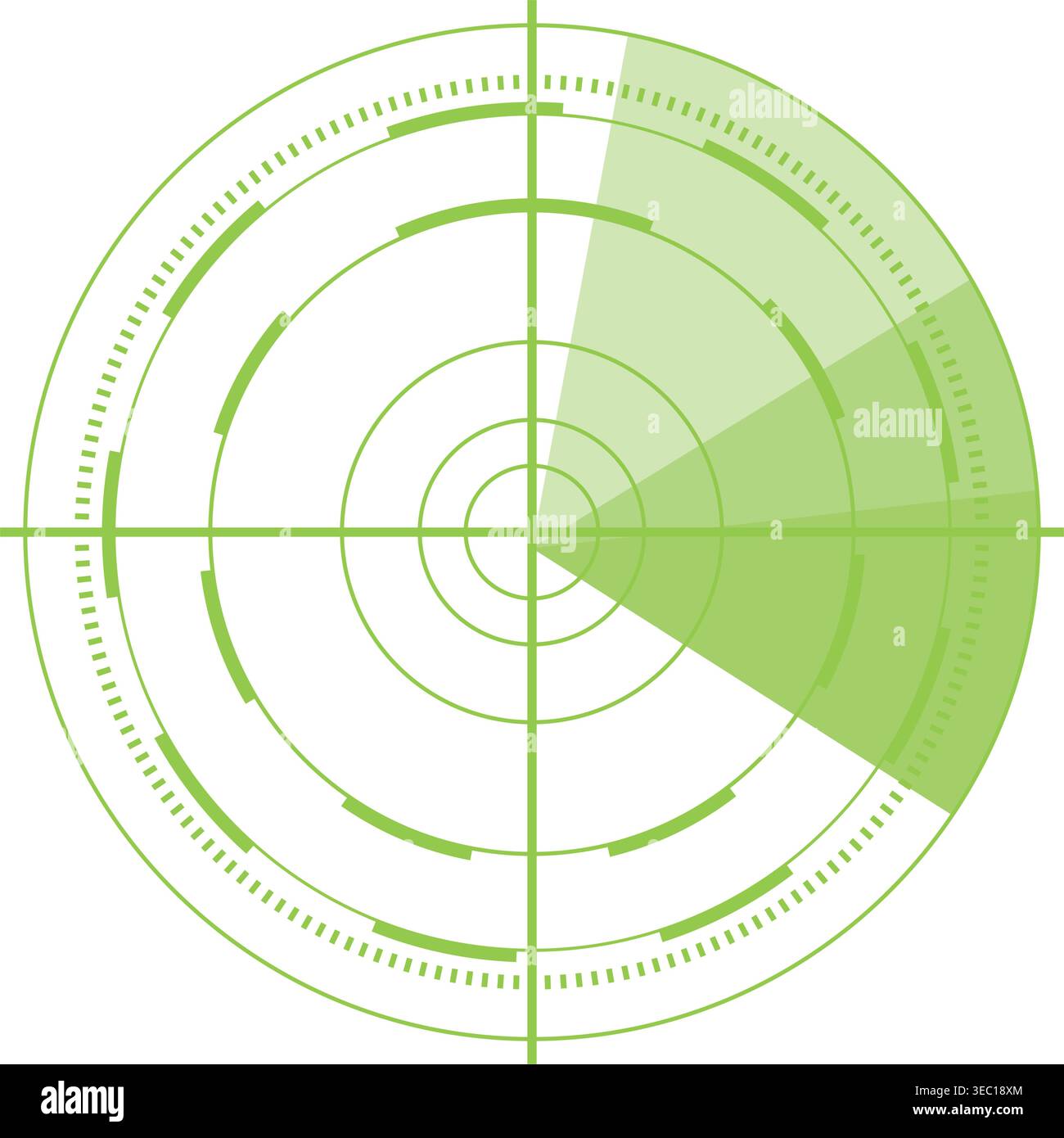 Radar scanning interface displaying target detection technology Stock Vector