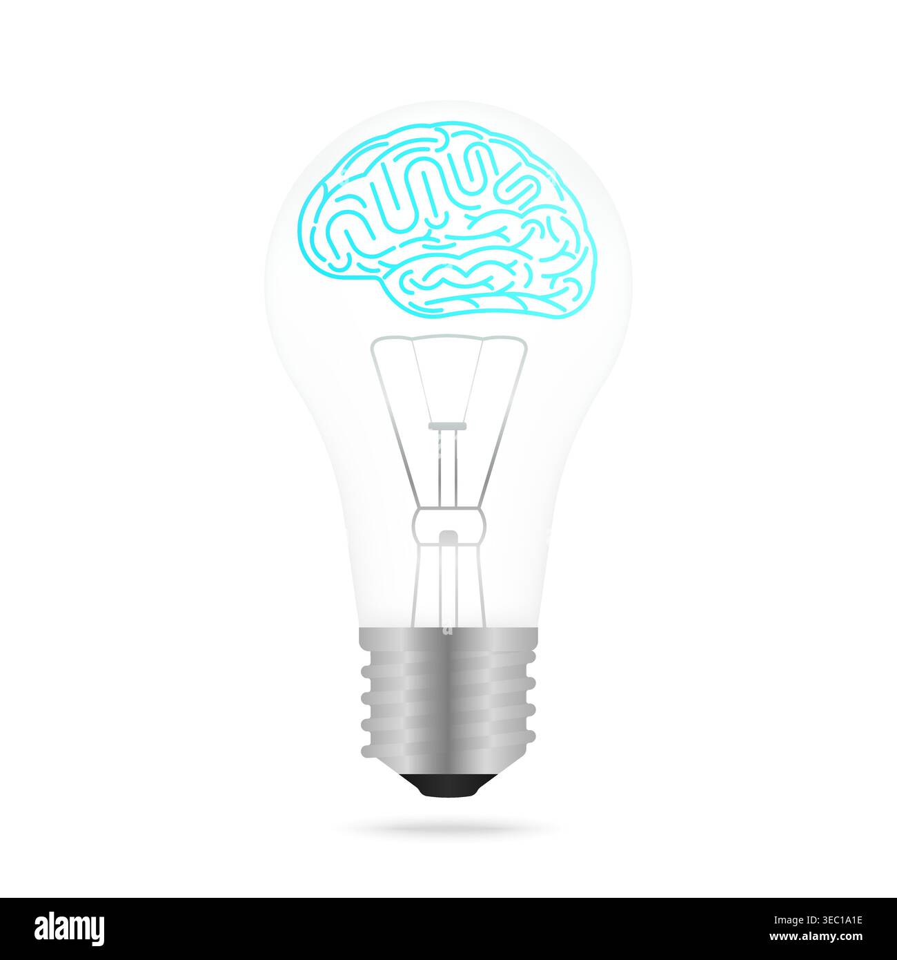 Brain. Brainstorm. Brain in Lightbulb. Creativity and Thinking Idea Concept. Vector Illustration. Stock Vector