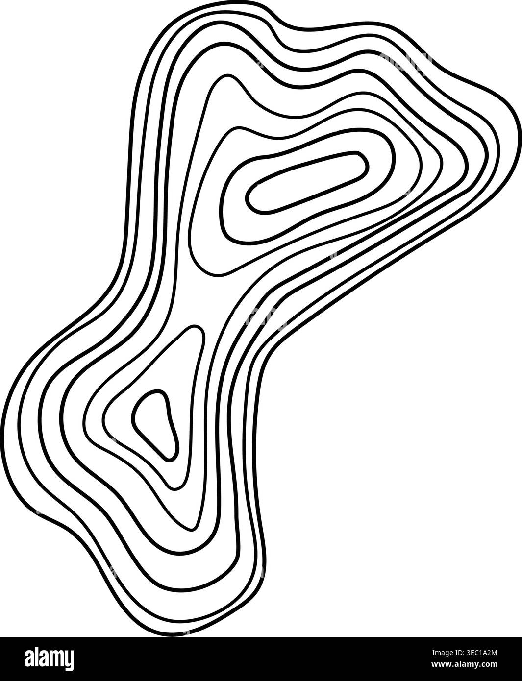 Abstract topographic map showing elevation contour lines Stock Vector