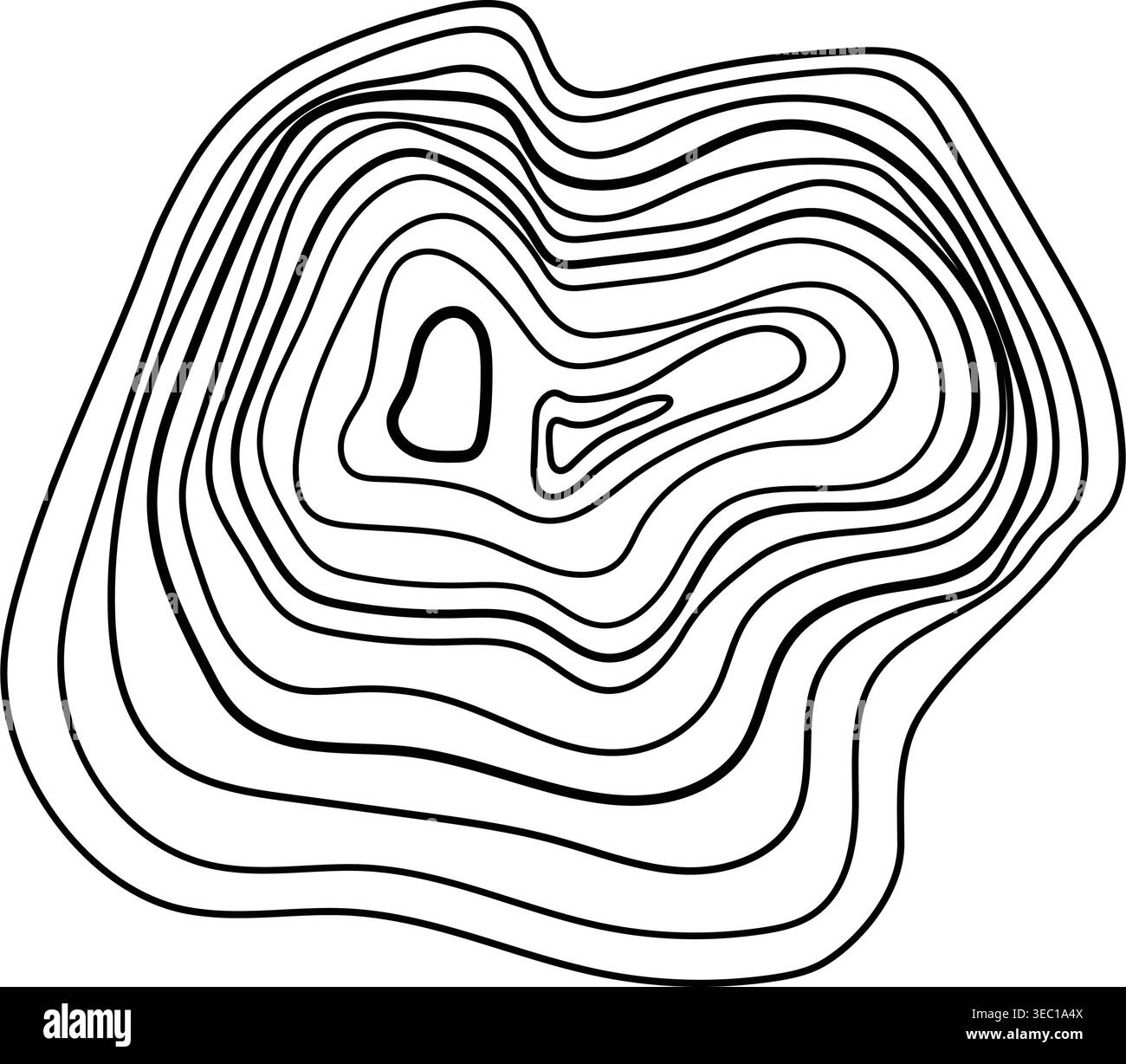 Topographic map contour lines showing elevation and data Stock Vector