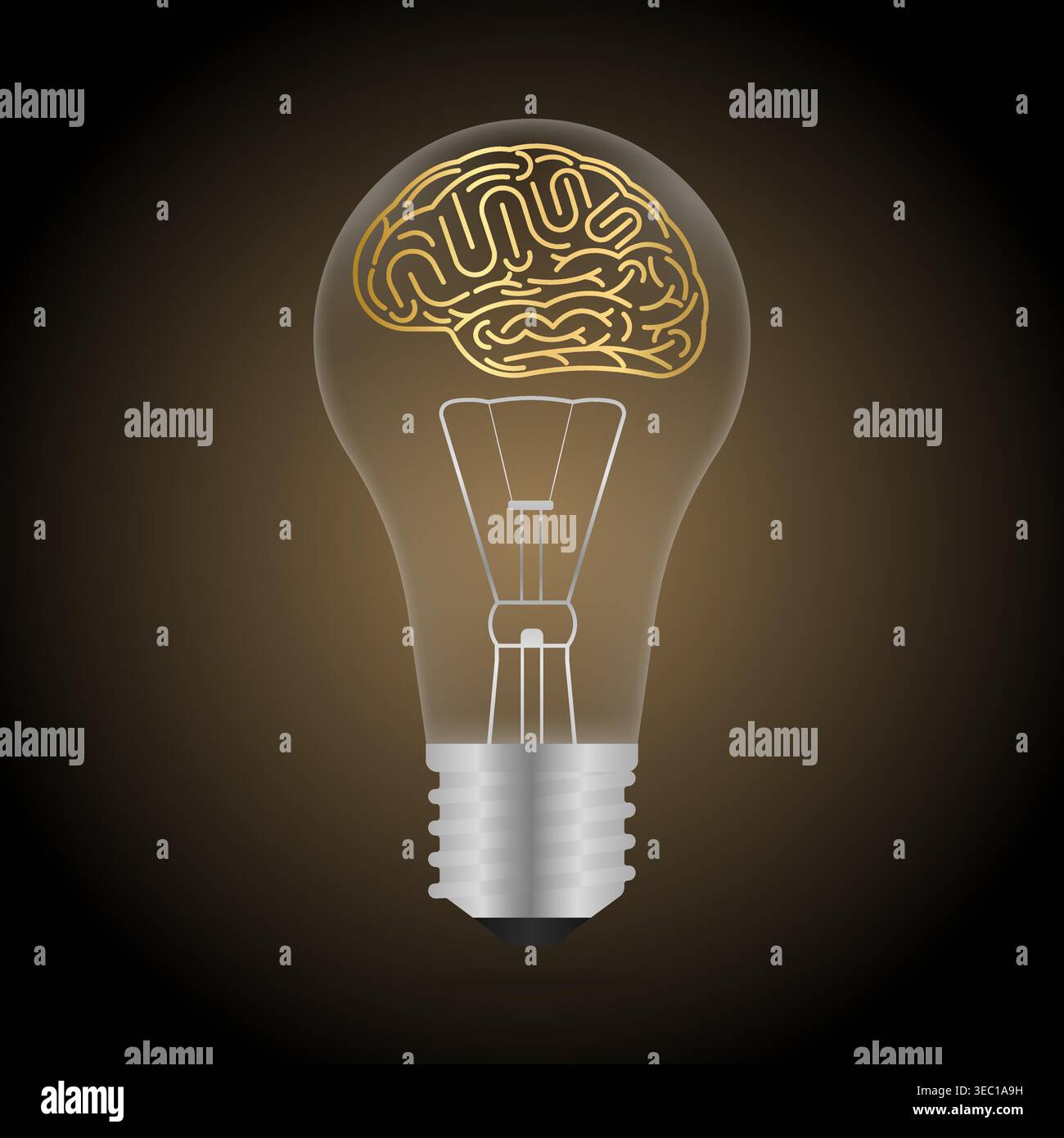 Brain. Brainstorm. Brain in Lightbulb. Creativity and Thinking Idea Concept. Vector Illustration. Stock Vector
