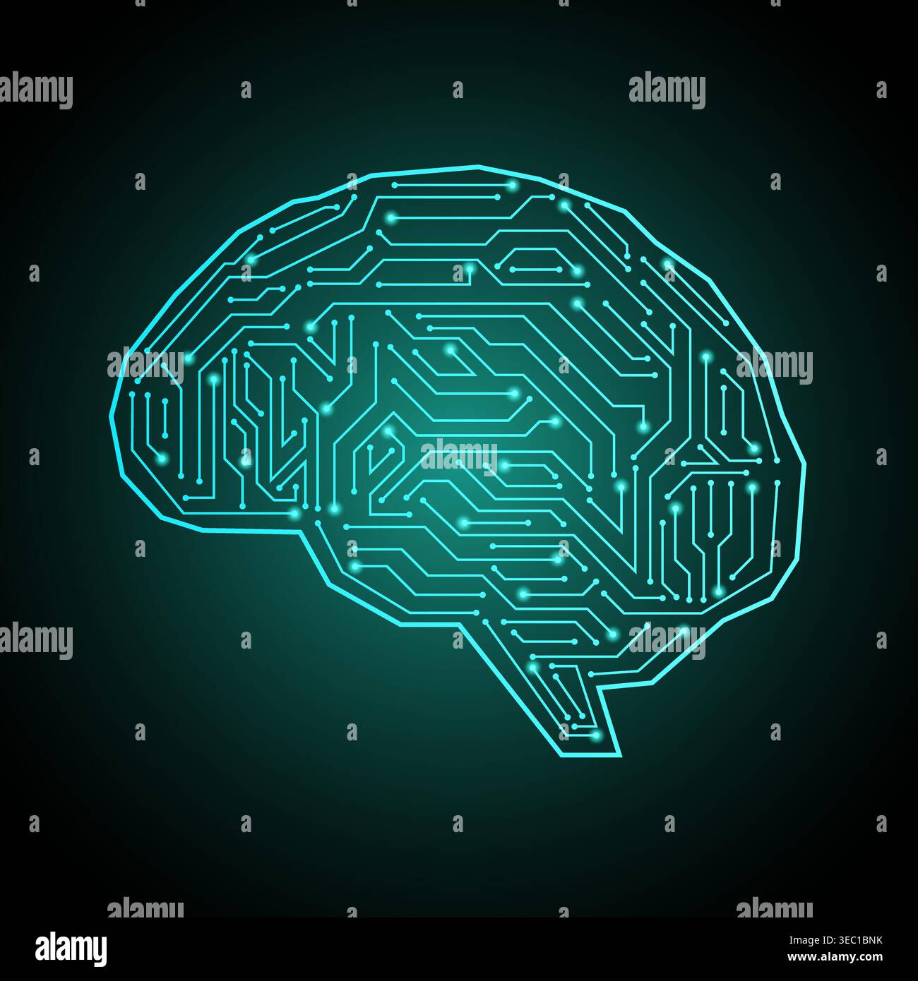 Brain. Artificial intelligence. Brainstorm, Creativity and Thinking Idea Concept. Artificial intelligence. Vector Illustration. Stock Vector