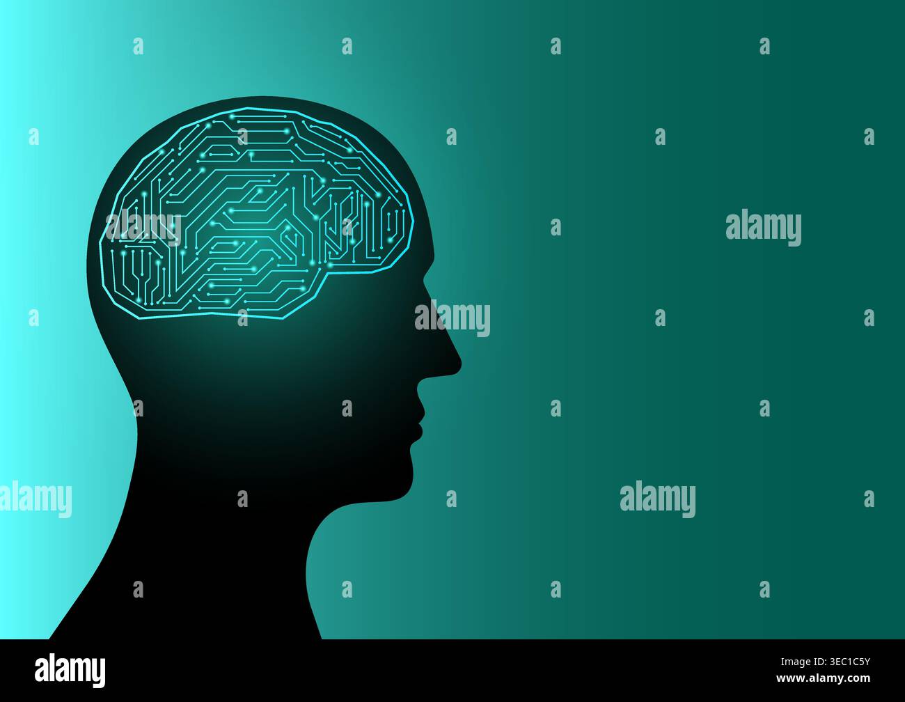 Brain. Artificial intelligence. Brainstorm, Creativity and Thinking Idea Concept. Artificial intelligence. Vector Illustration. Stock Vector