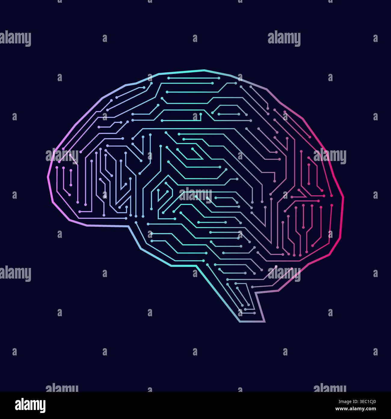 Brain. Artificial intelligence. Brainstorm, Creativity and Thinking Idea Concept. Artificial intelligence. Vector Illustration. Stock Vector
