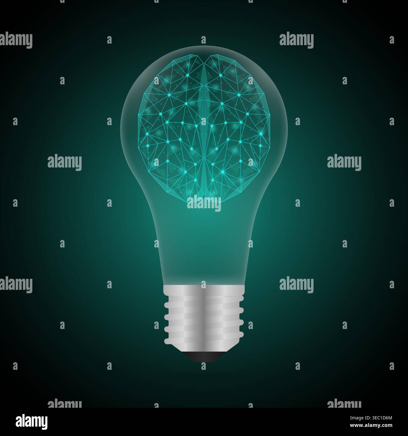 Brain. Brainstorm. Brain in Lightbulb. Creativity and Thinking Idea Concept. Vector Illustration. Stock Vector