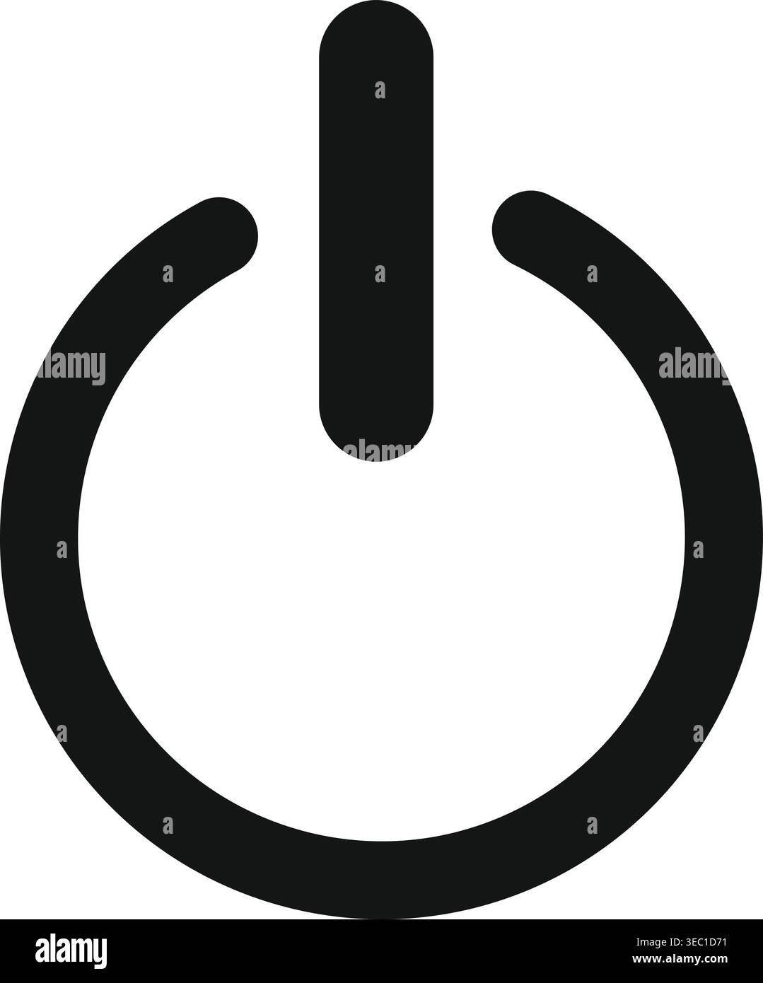 Power Button Icon Vector – Black On Off Symbol, Digital Startup Sign, Technology Switch Logo for Electronic Interface Design Stock Vector
