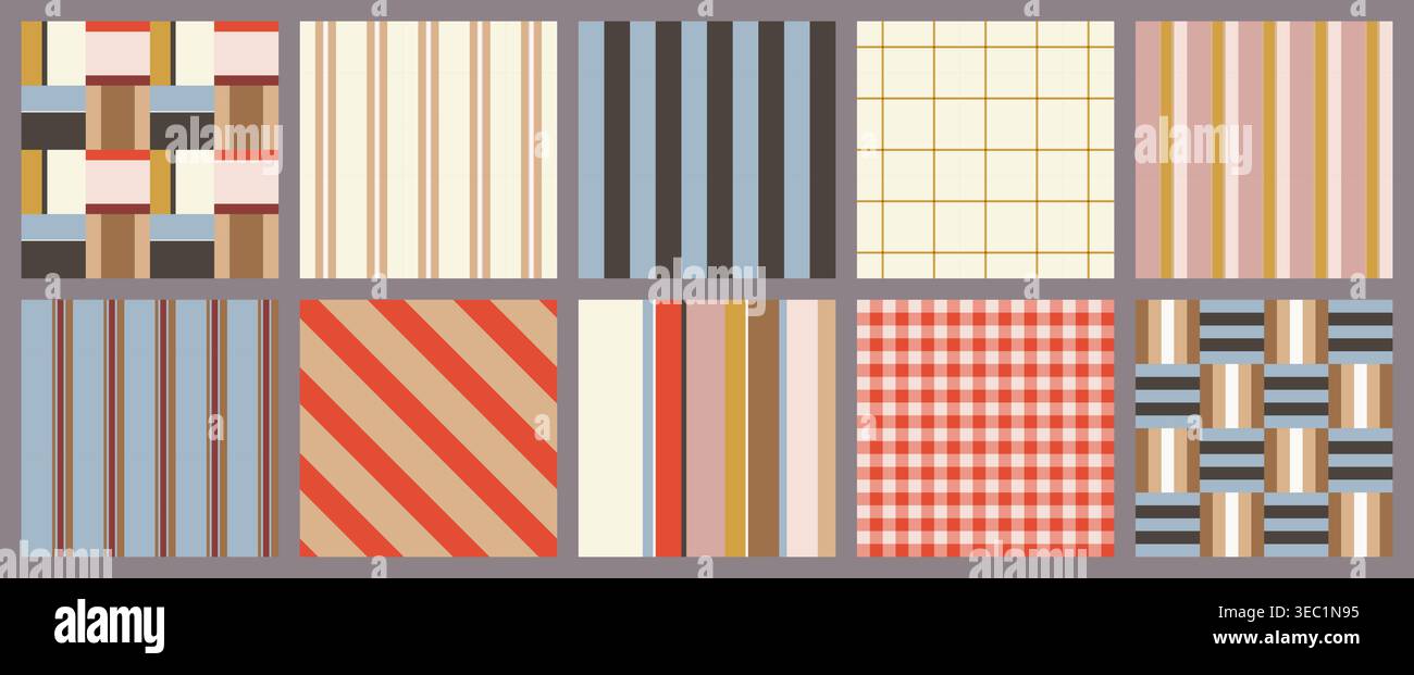 Minimalist Striped and Checkered Patterns Set Stock Vector