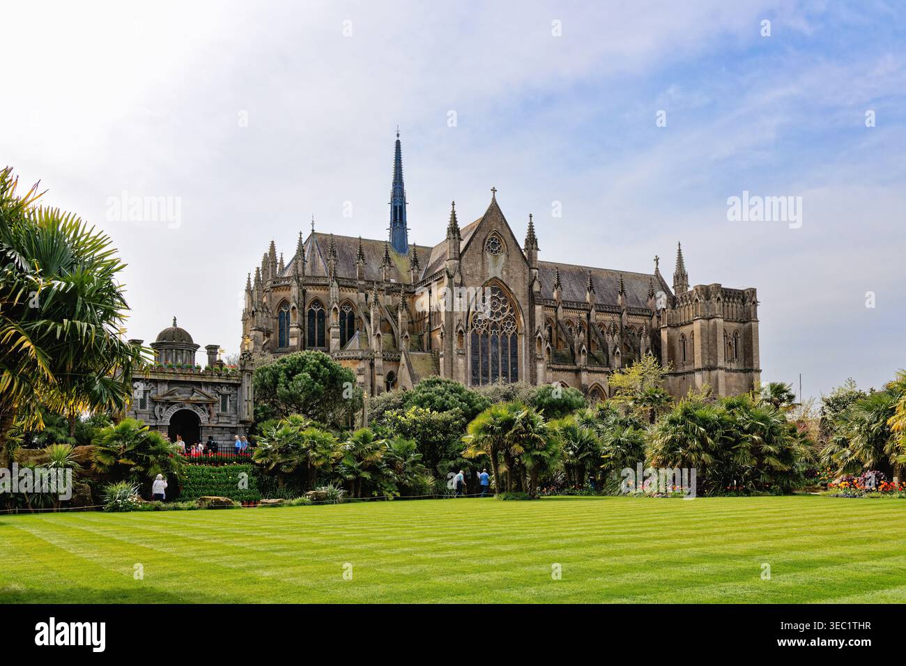 Arundel cathedral as viewed from the castle grounds and garden on a spring day Arundel west Sussex England UK Stock Photo