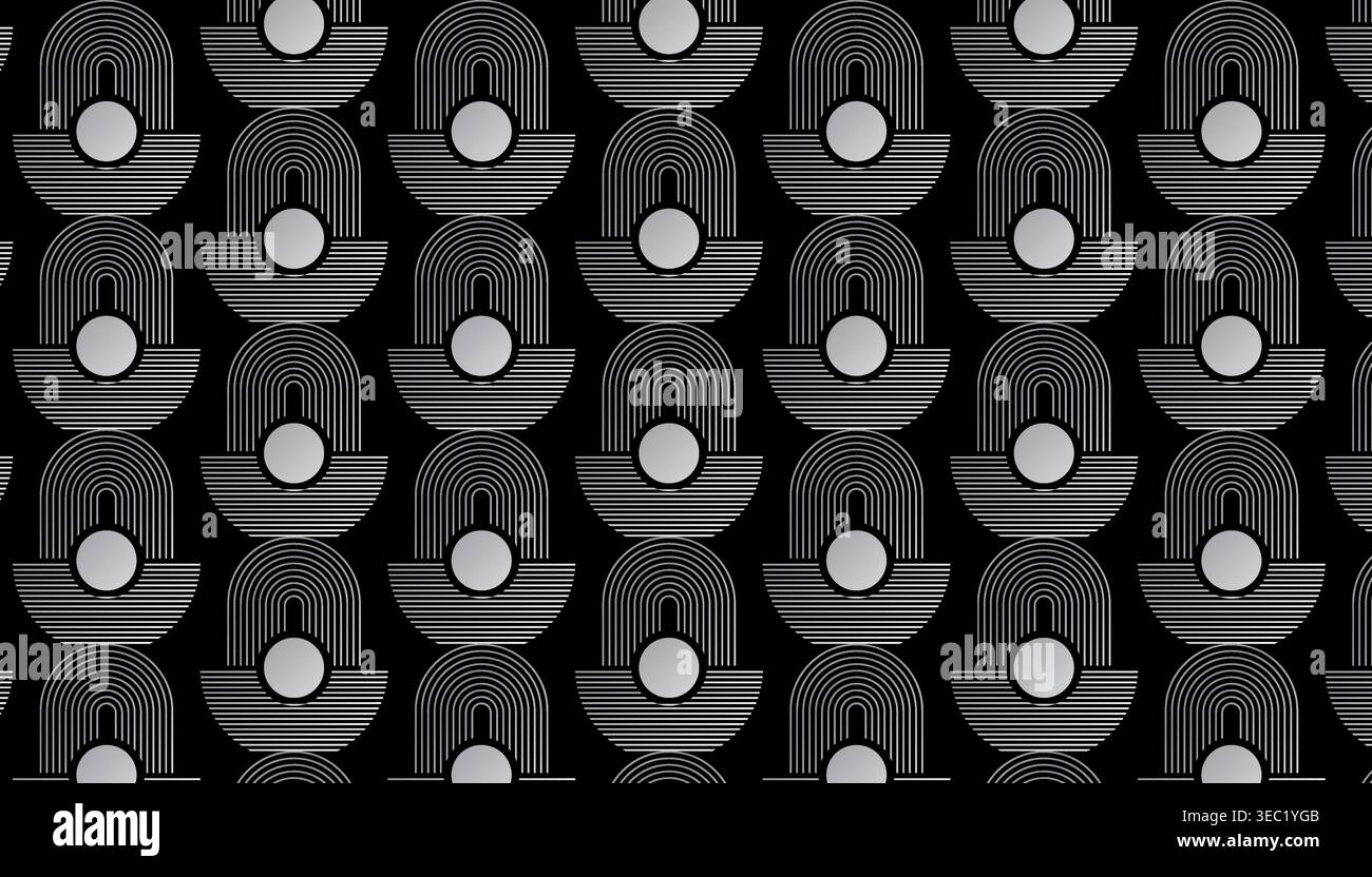 Dark circular abstract pattern seamless background Stock Vector