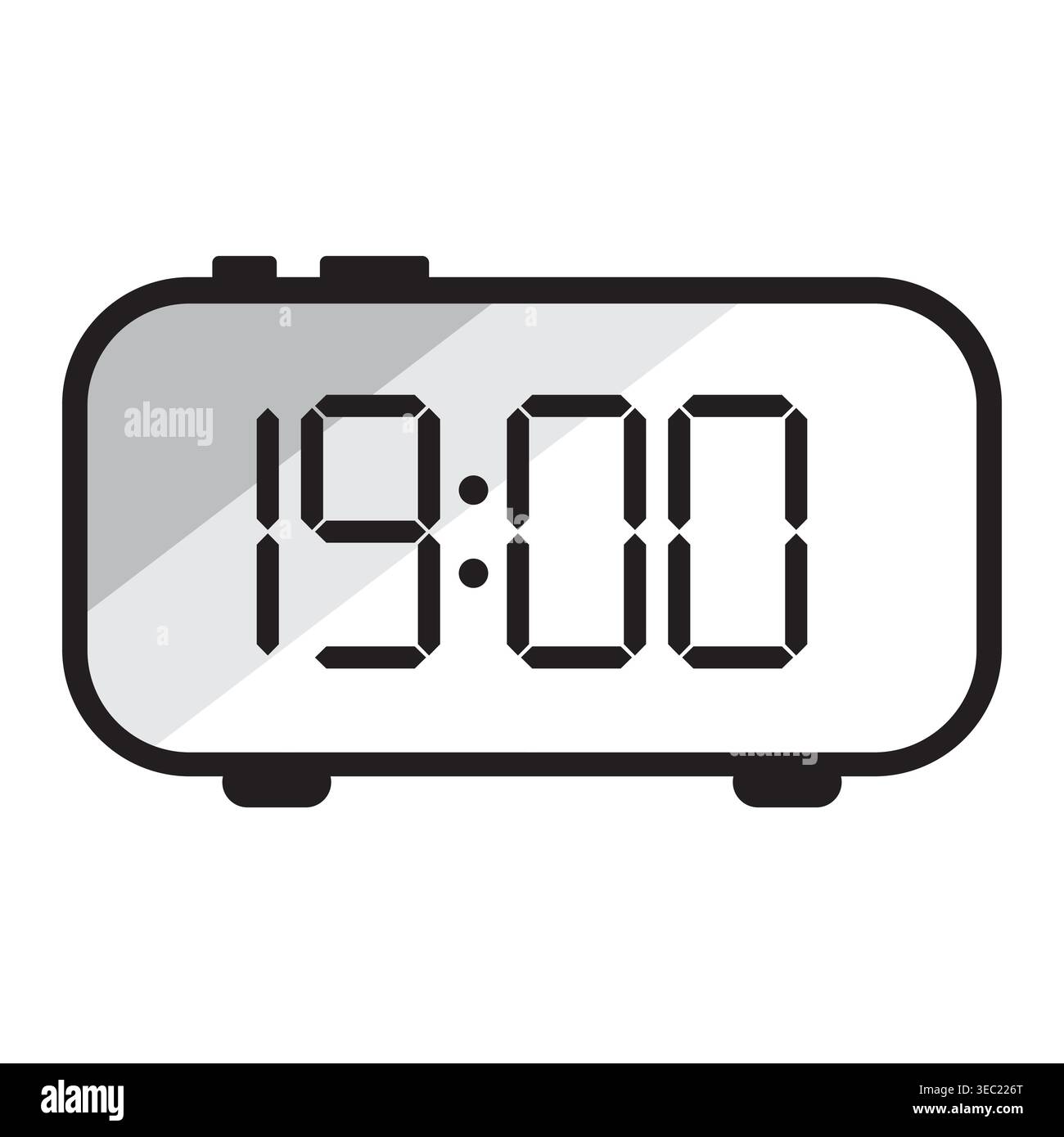 Digital clock icon showing 1900 hours vector. Ideal for time management graphics and user interface design elements. EPS 10. Stock Vector