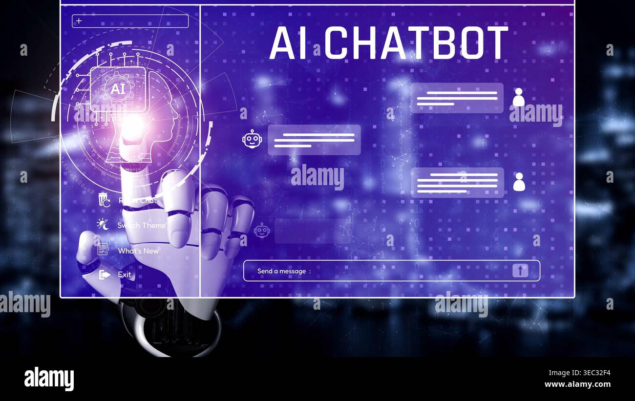 AI enhances chatbot interface by streamlining chatbot, communication, and AI support into one intelligent conversational platform Marrow Stock Photo